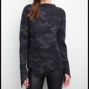 Generation love asymmetrical with raw hem camo sweater